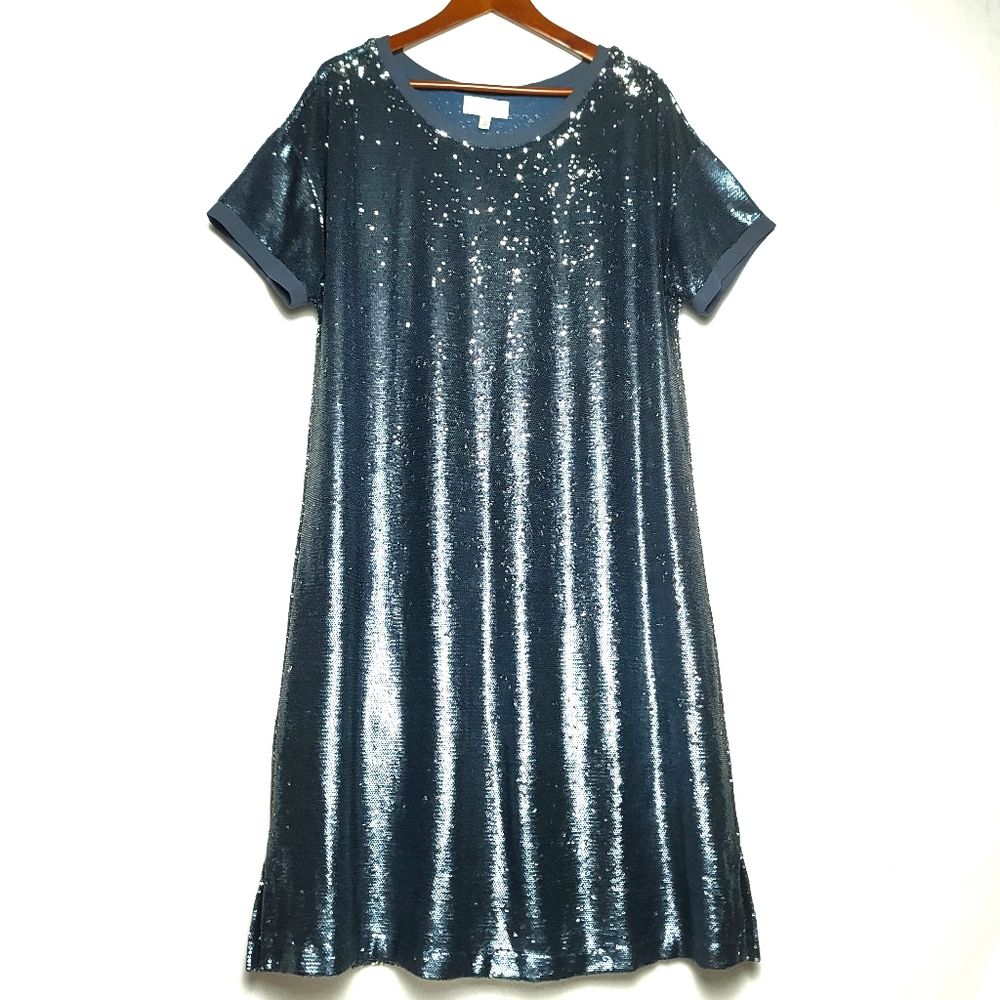 ANTHROPOLOGIE Moulinette Soeurs Vetements Metallic Sequence Lined Dress XL